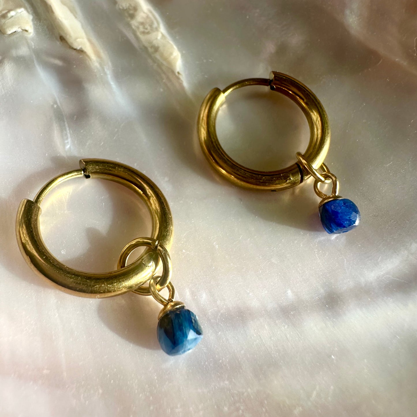 Aquamarine Detachable Charm Hoop Earrings