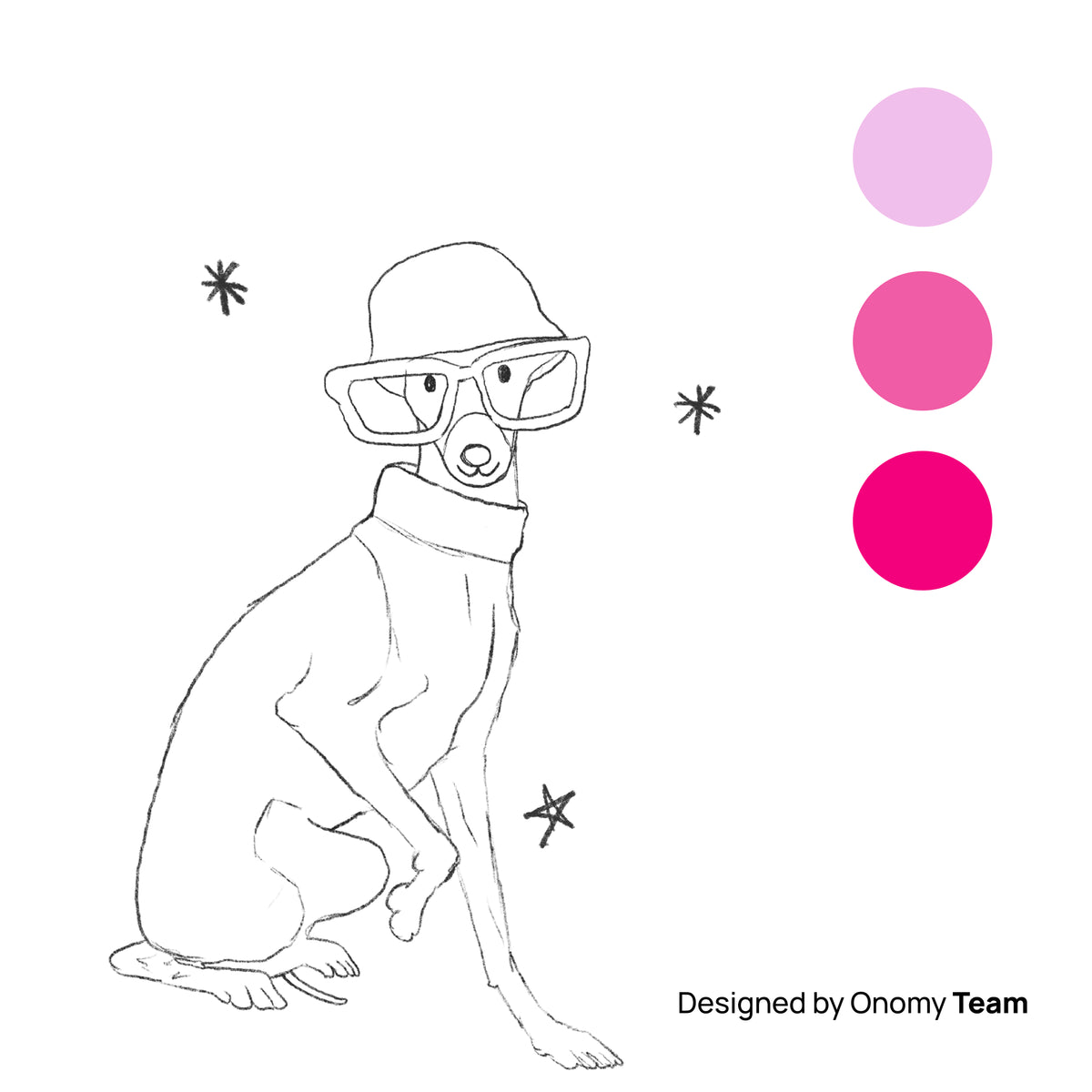Pink & Purple Oversized glasses Dog Giclée Art Print