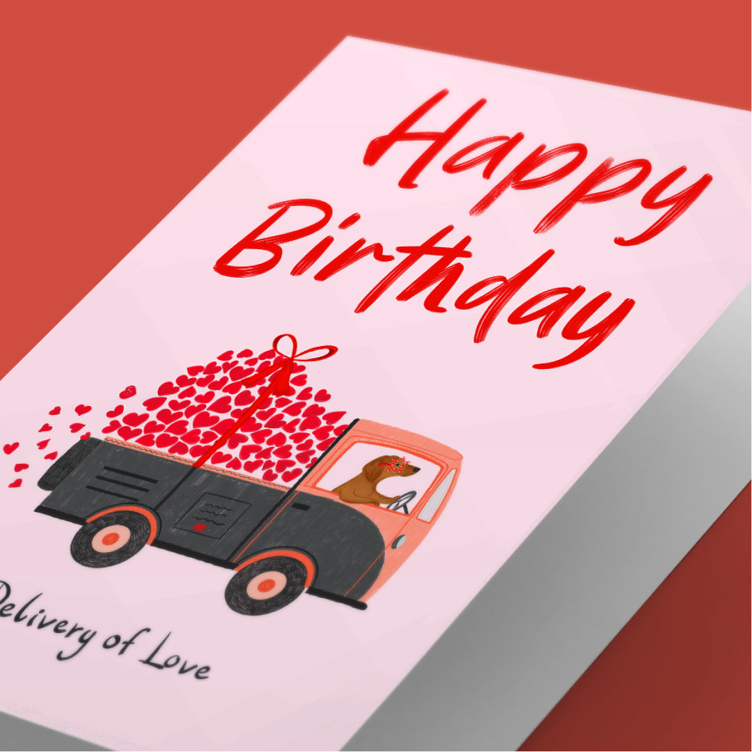 Delivery of Love Sausage Dog Birthday Card
