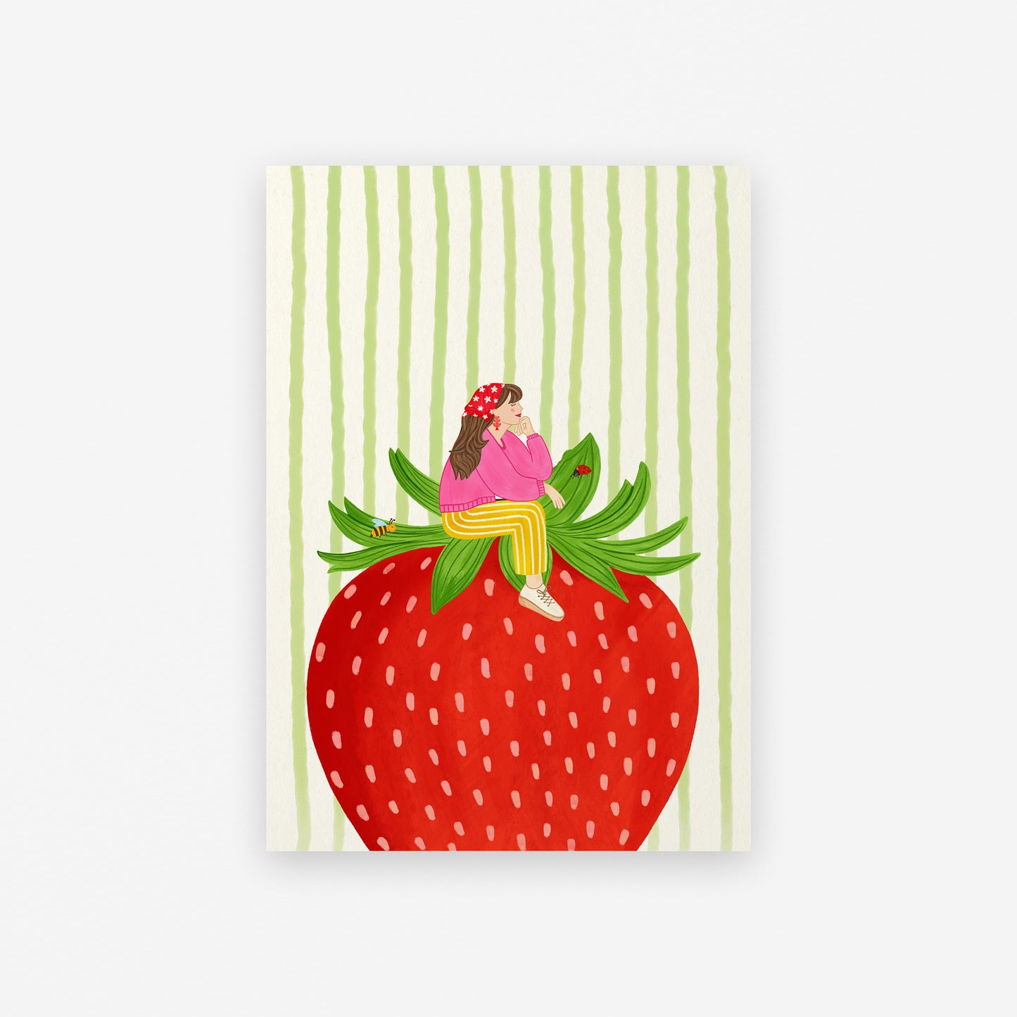 Girl Sitting on strawberry