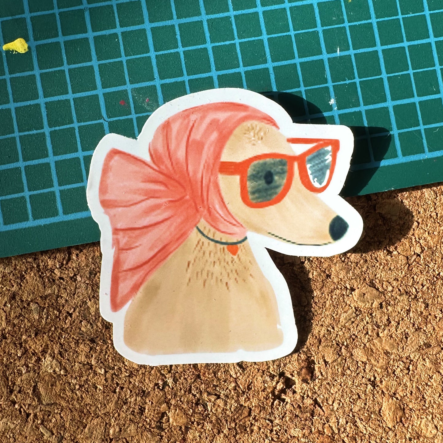 The Mundane Brighton Gift shop-Golden Retriever dog with Scarf sunnies sticker - Gifts for Dog lovers