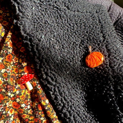 Pumpkin hand made clay pin