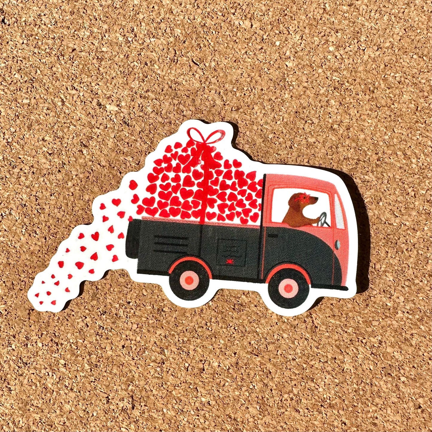 Love Truck Dachshund Star Sunglasses Vinyl Sticker