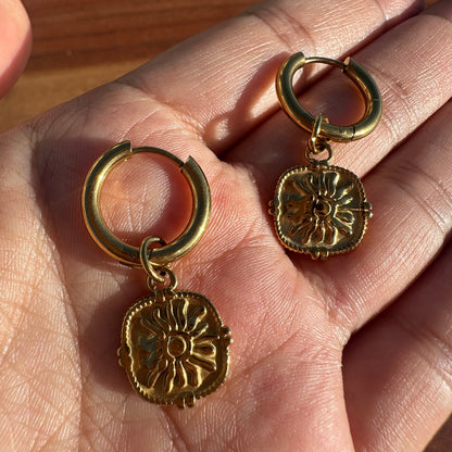 Sun & Moon Doubled Sided Detachable Charm Hoop Earrings