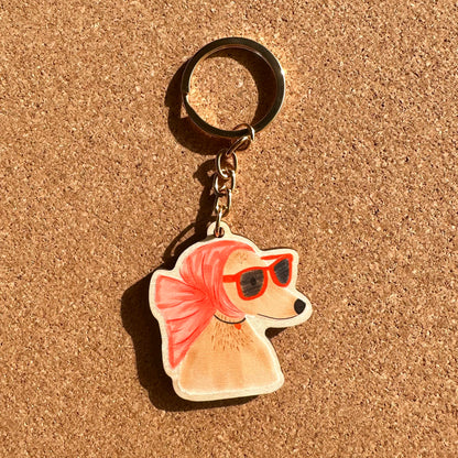 Sassy Dog Wooden Keyring