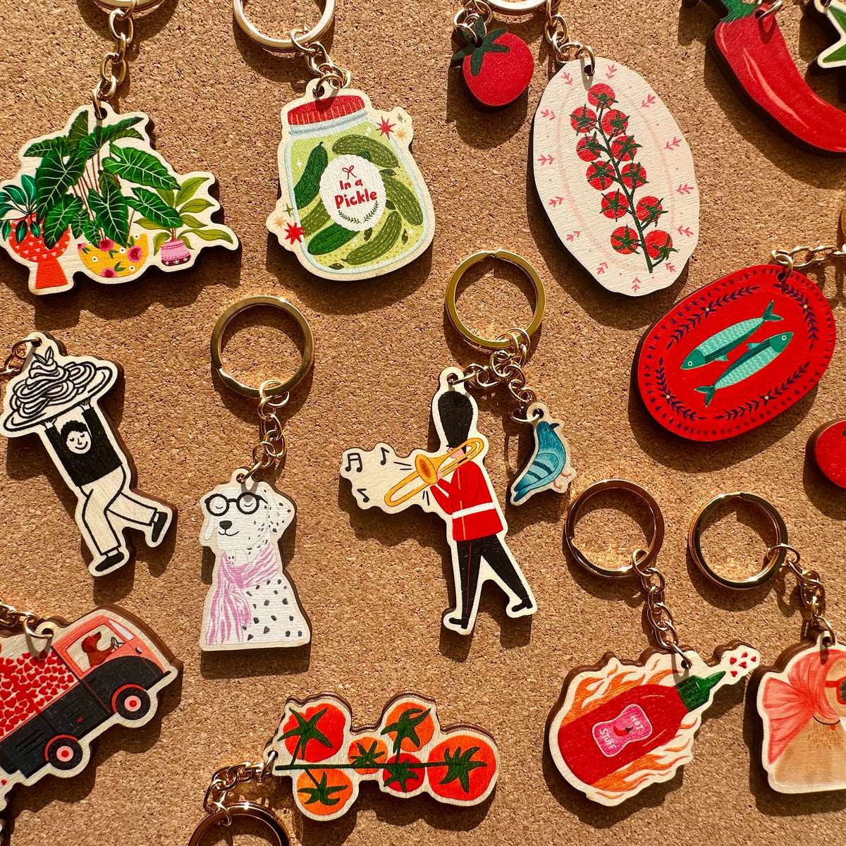 Tomato Plate Wooden Keyring