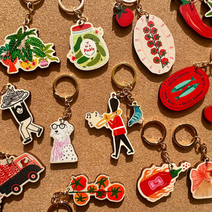 Tomato Plate Wooden Keyring