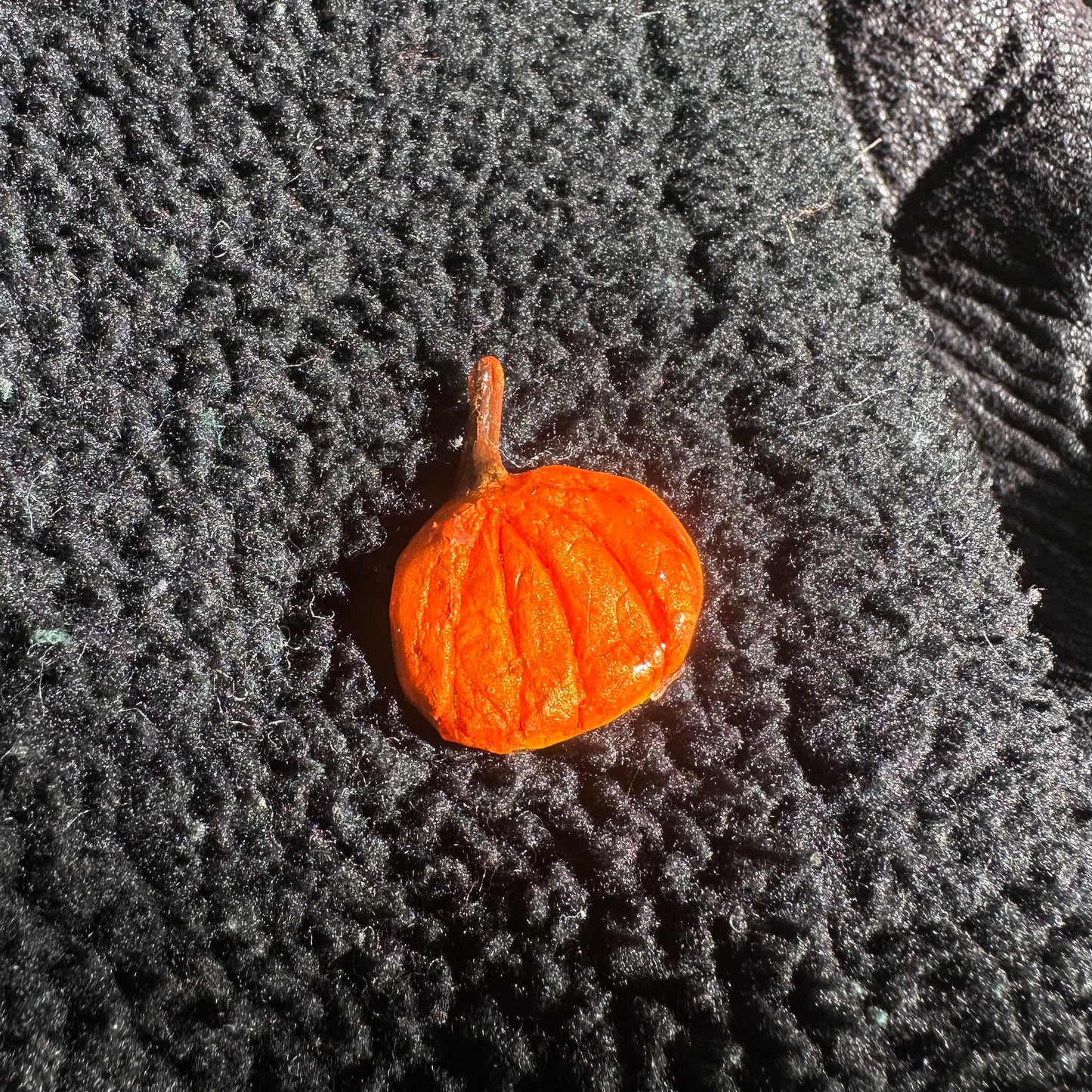 Pumpkin hand made clay pin