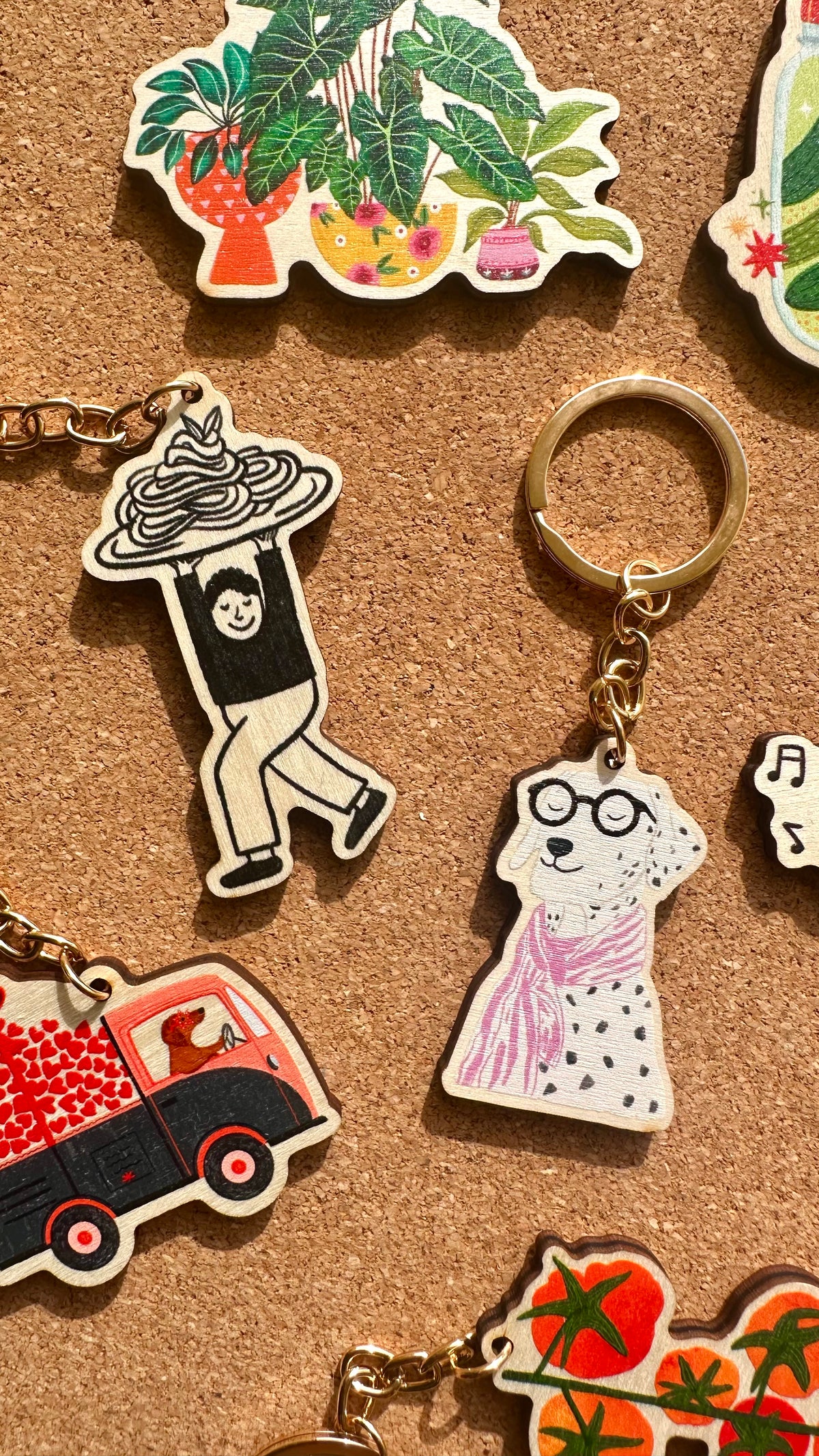 Book Worm Dalmatian Dog Wooden Keyring