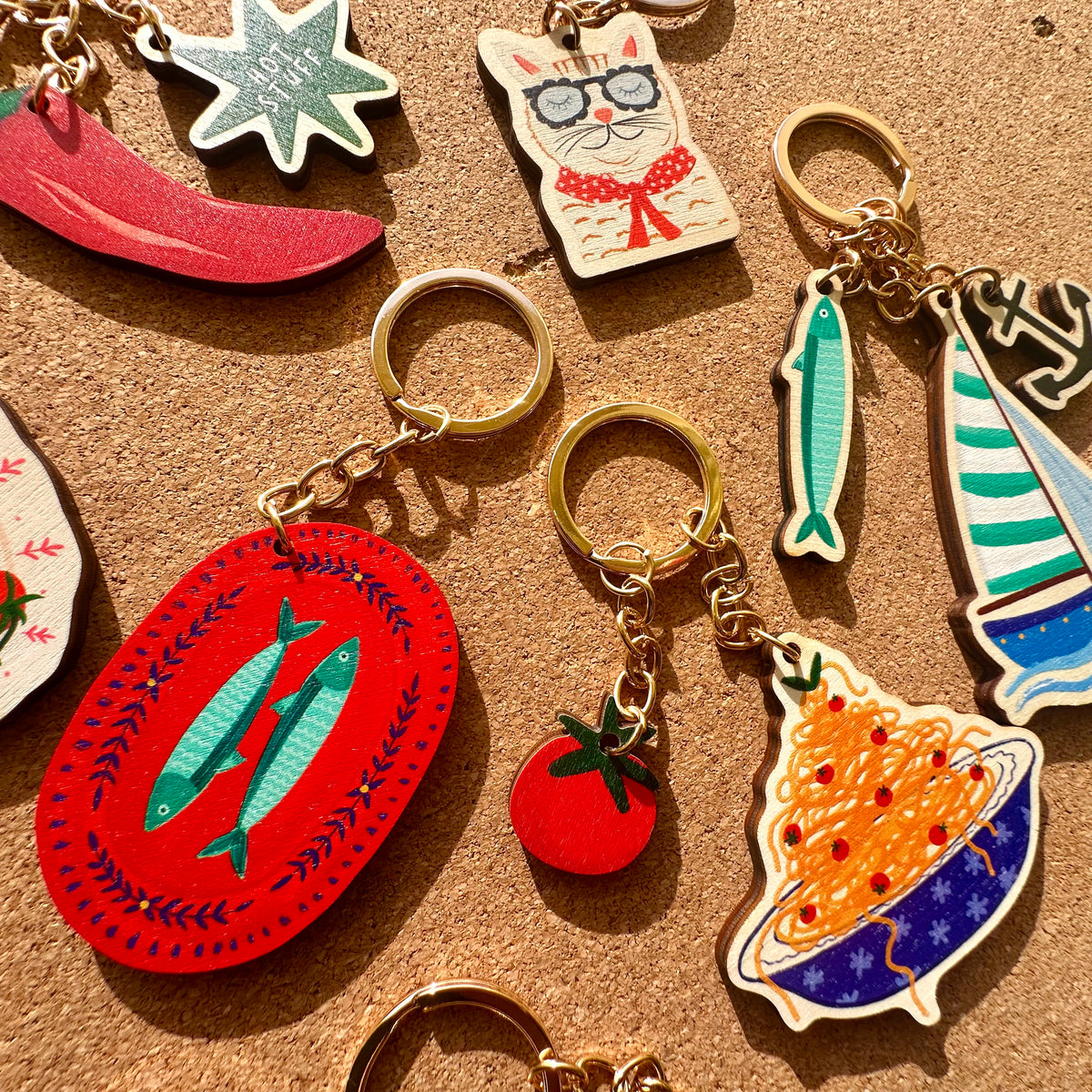 Fish Plate Wooden Keyring