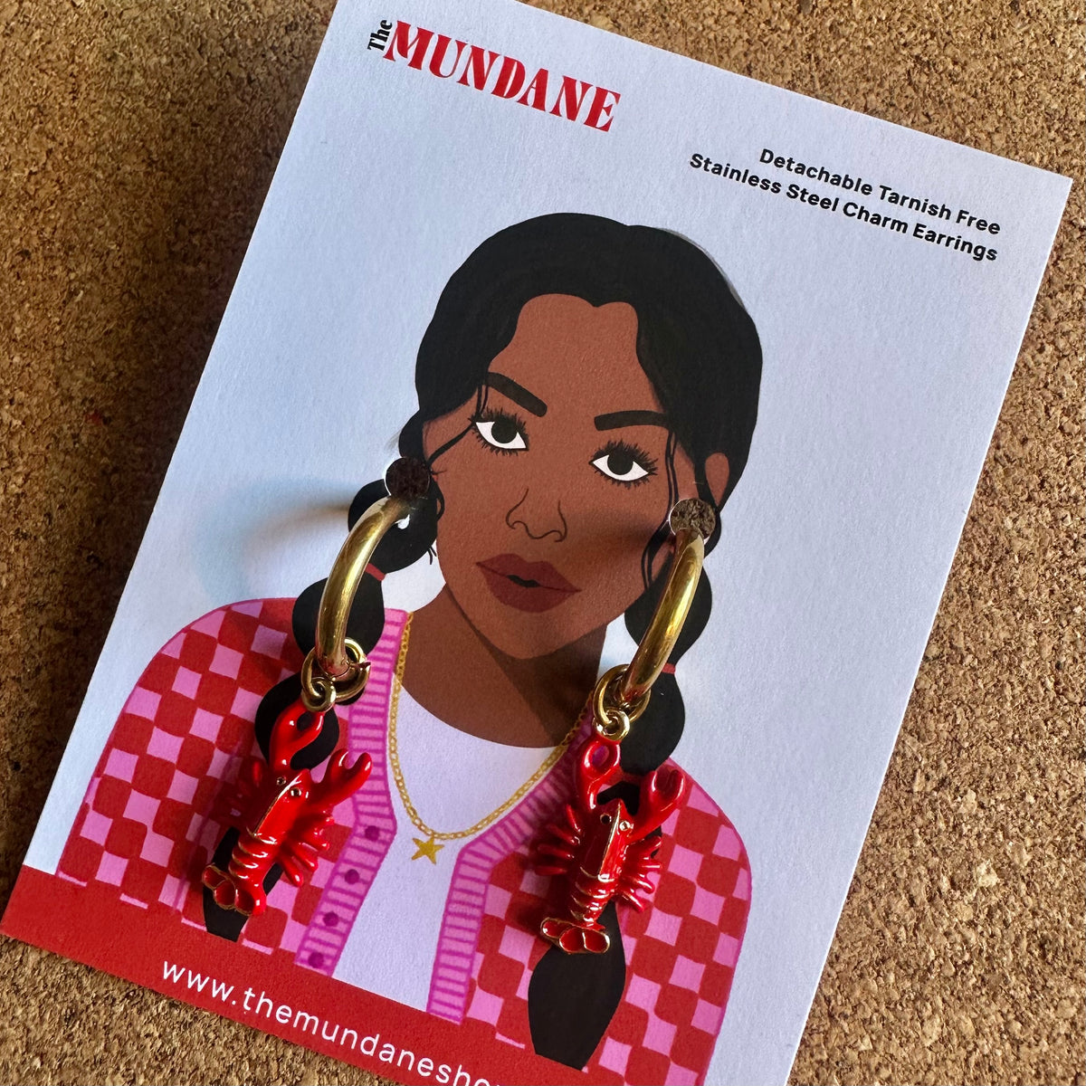 🦞 Lobster Coastal ✨ Detachable Enamel Charm Hoop Earrings