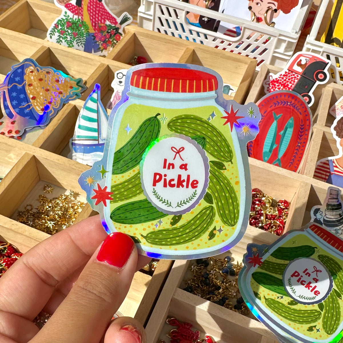 In a Pickle Vinyl Holographic Sticker