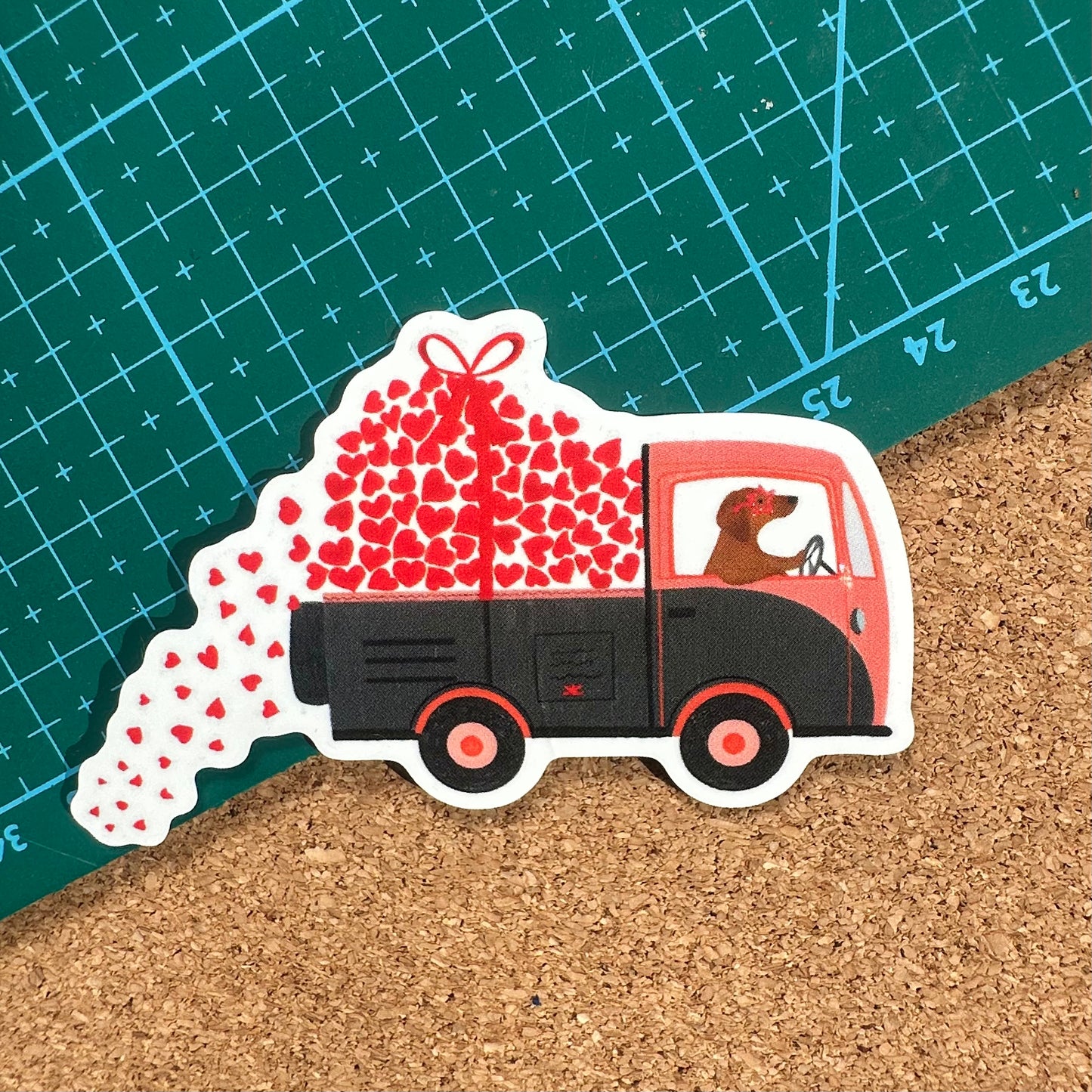 Love Truck Dachshund Star Sunglasses Vinyl Sticker