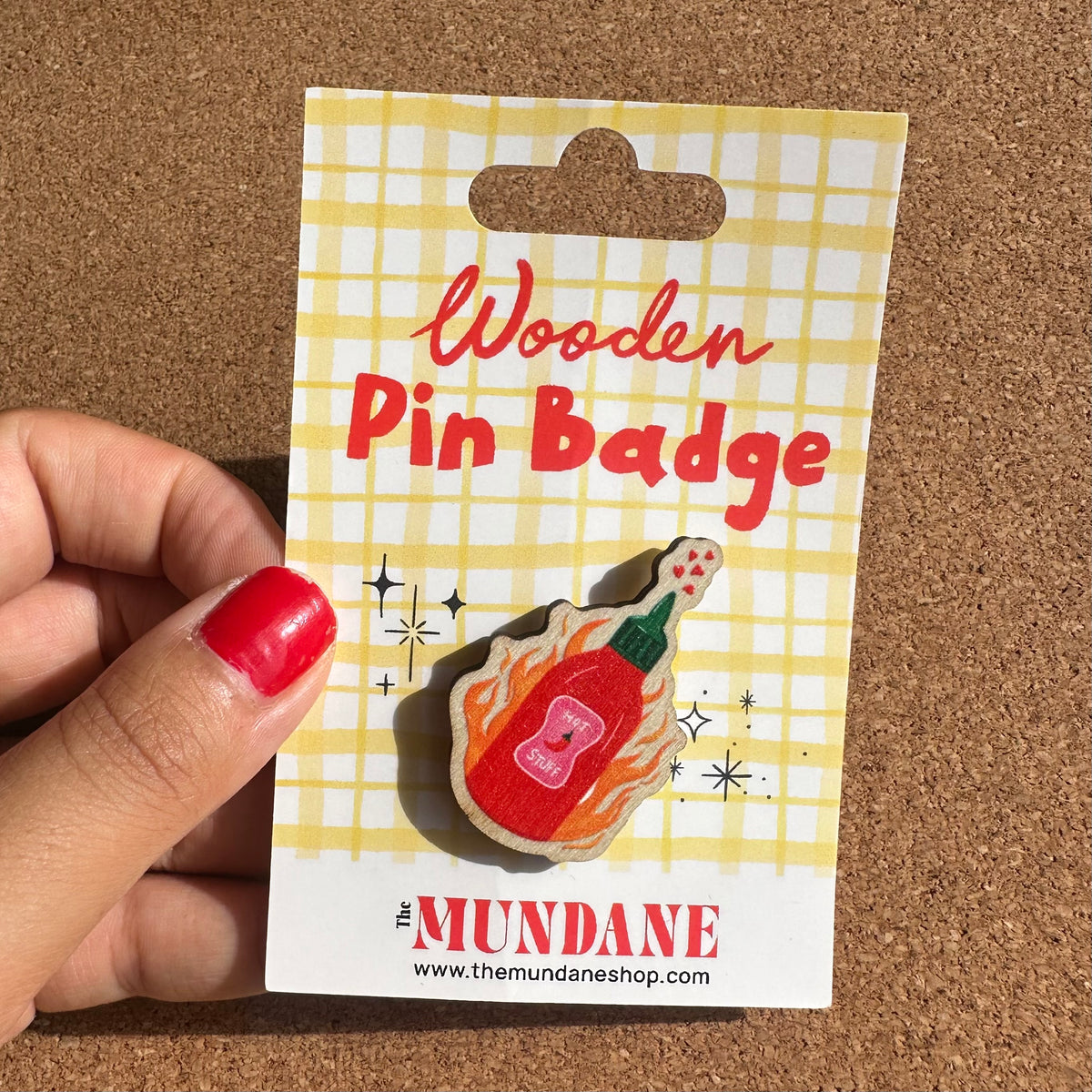 Hot Stuff Chilli Bottle Wooden Pin