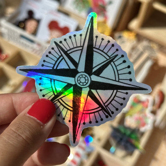 Compass Vinyl Holographic Sticker
