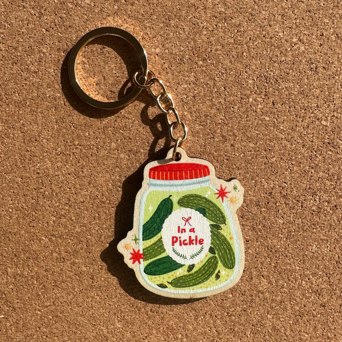 In a pickle Wooden Keyring