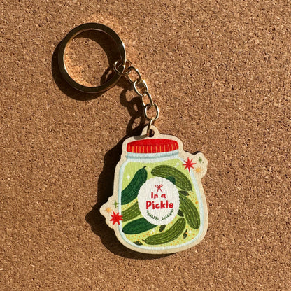 In a pickle Wooden Keyring