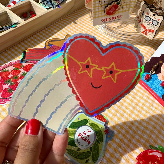 Love heart Vinyl Holographic Sticker