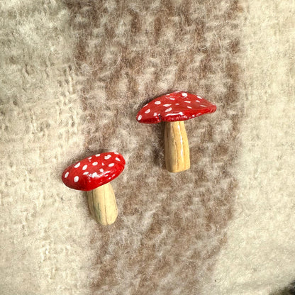 Mushroom hand made clay pin