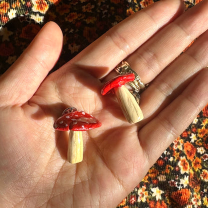 Mushroom hand made clay pin