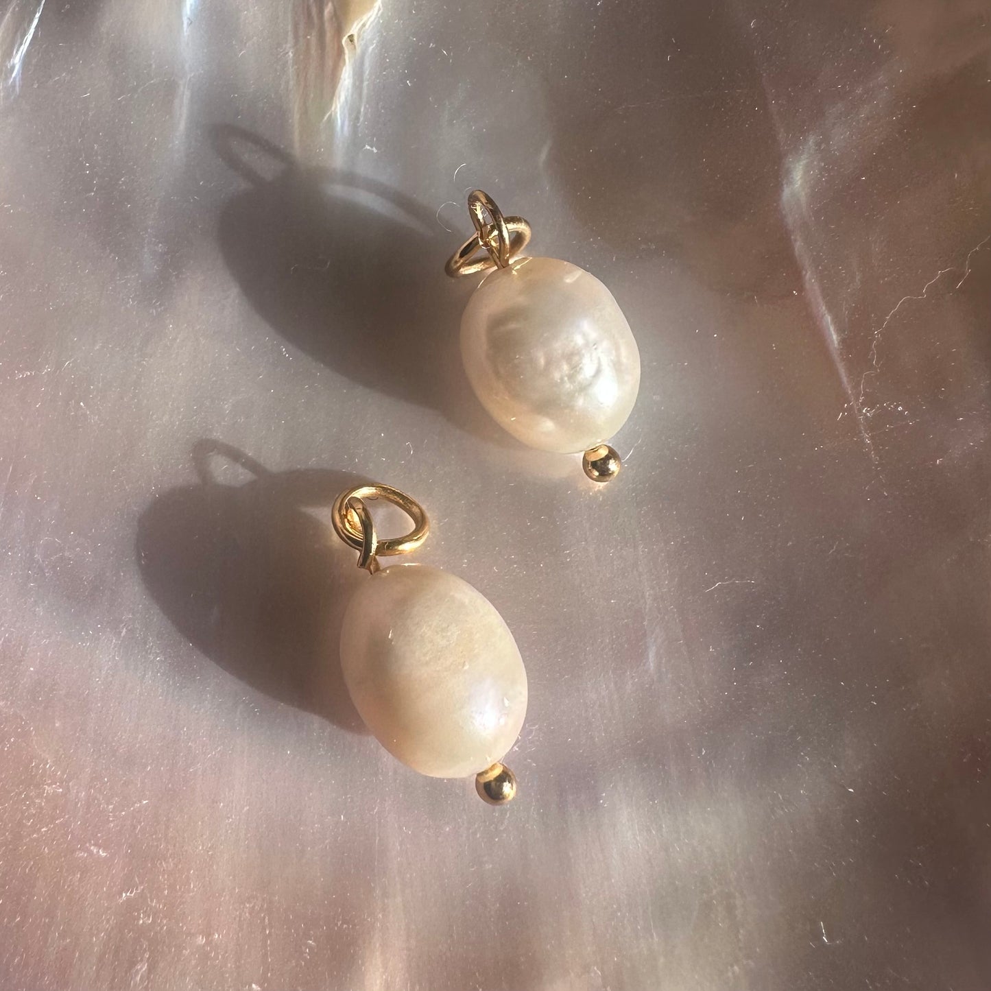 Natural Drop Pearl Detachable Charm Hoop Earrings