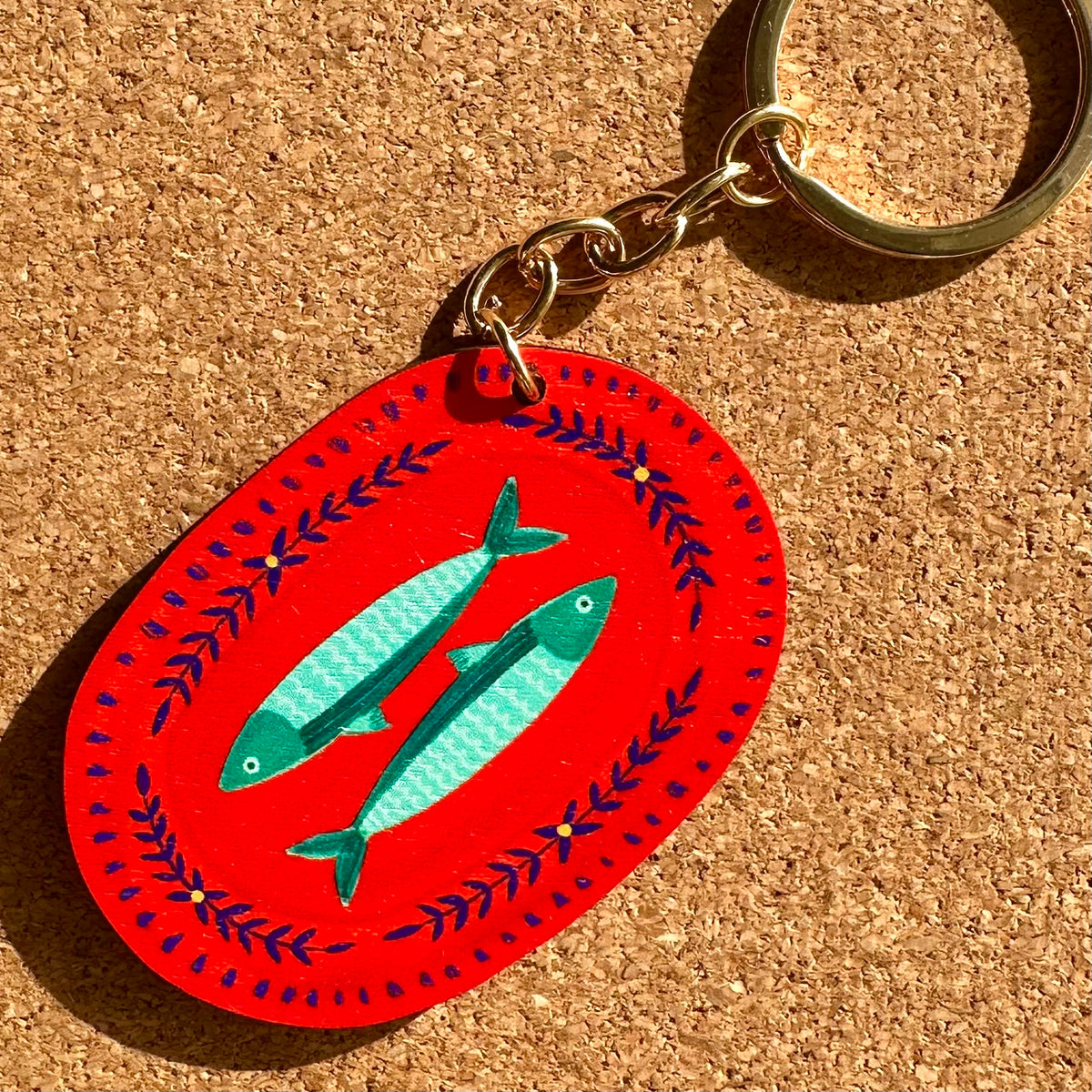 Fish Plate Wooden Keyring