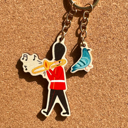 London Beefeaters Wooden Keyring Souvenir