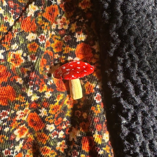 Mushroom hand made clay pin