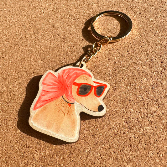 Sassy Dog Wooden Keyring