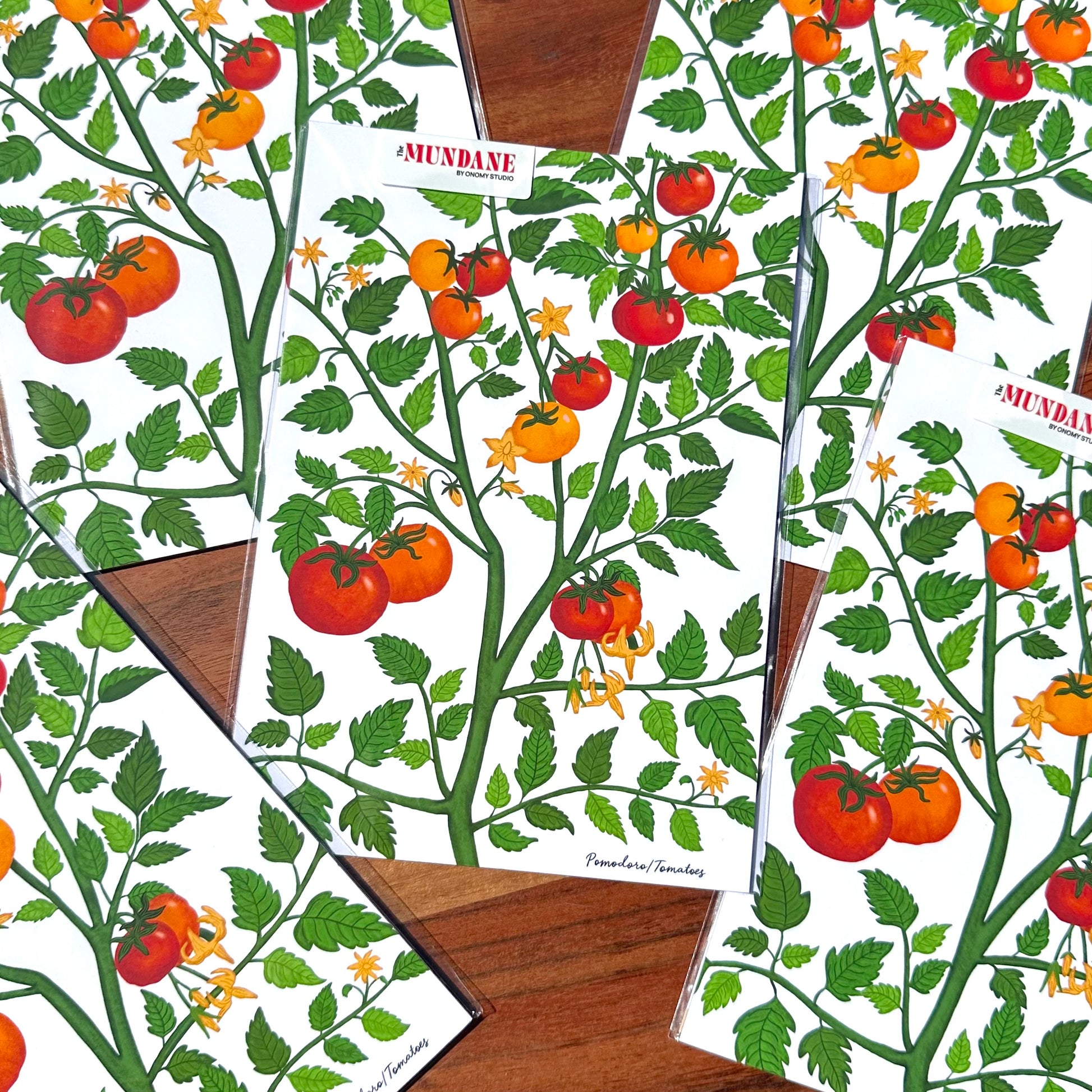 Tomato plant pattern with tomatoes and leaves on a white background