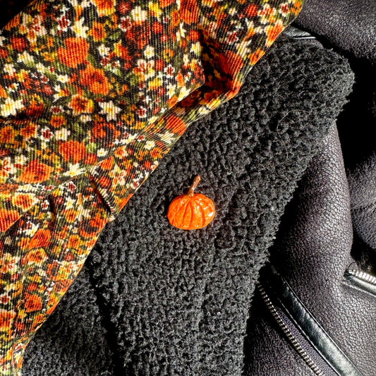 Pumpkin hand made clay pin