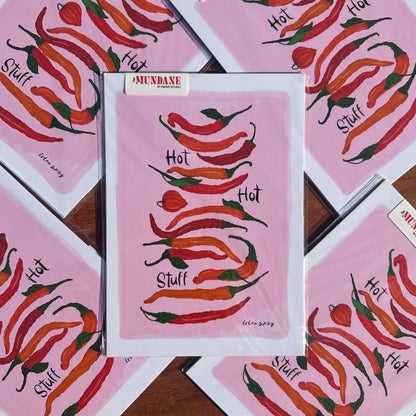 Pink HOT HOT Stuff Chilli Giclée Art Print