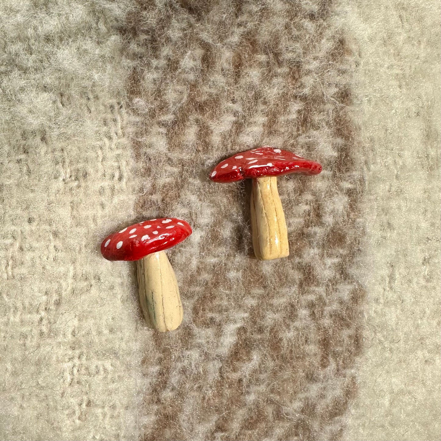 Mushroom hand made clay pin