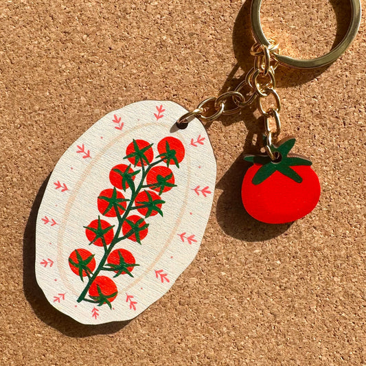 Tomato Plate Wooden Keyring