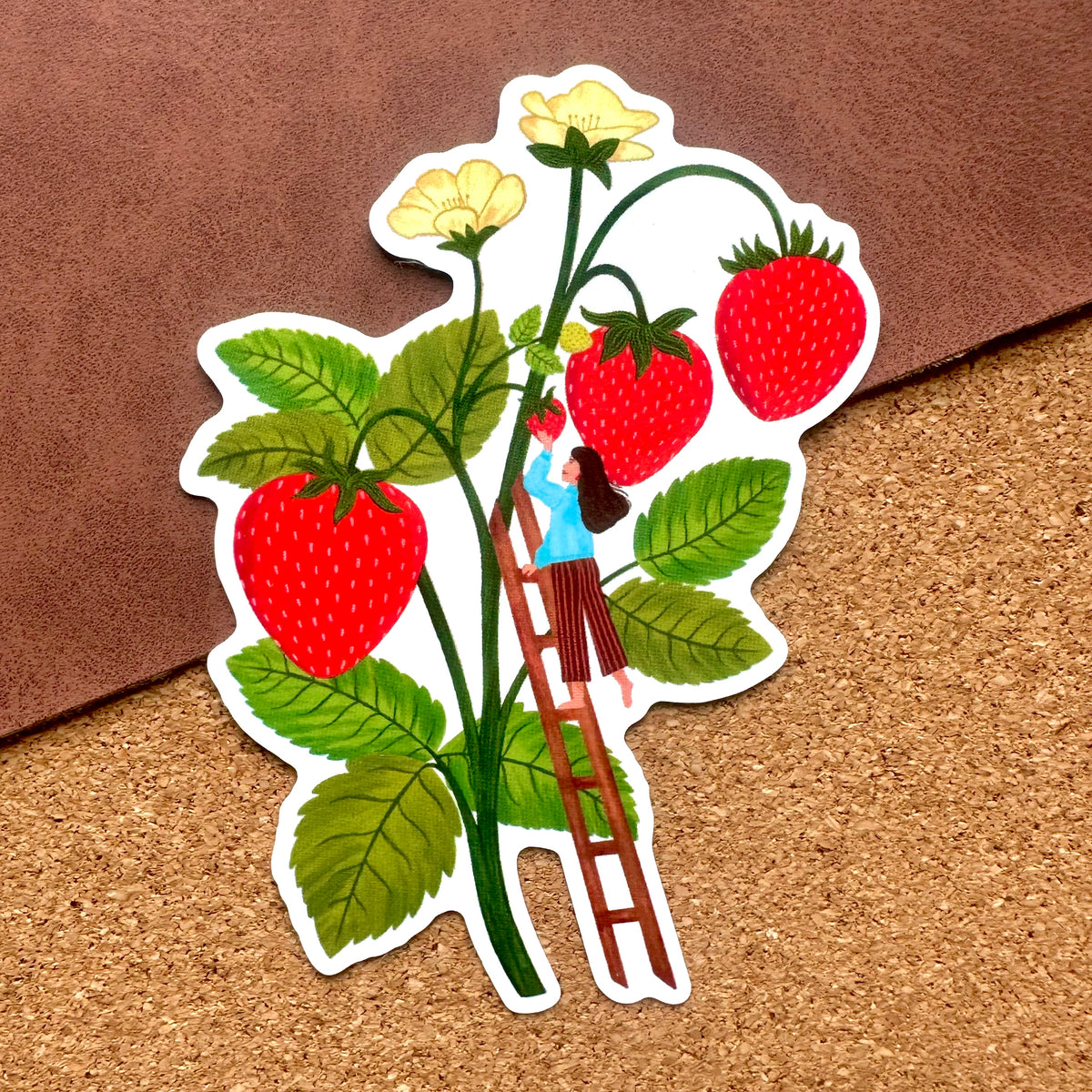 World of Strawberries Vinyl Sticker