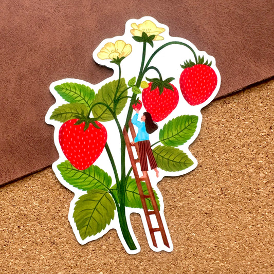 World of Strawberries Vinyl Sticker
