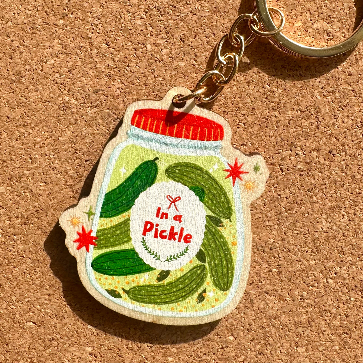 In a pickle Wooden Keyring
