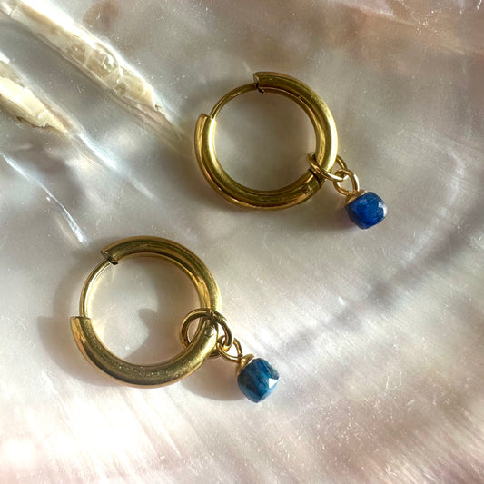 Aquamarine Detachable Charm Hoop Earrings