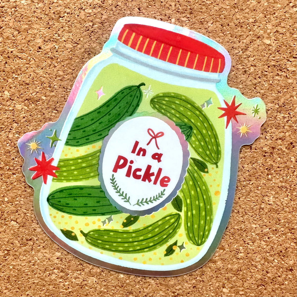 In a Pickle Vinyl Holographic Sticker