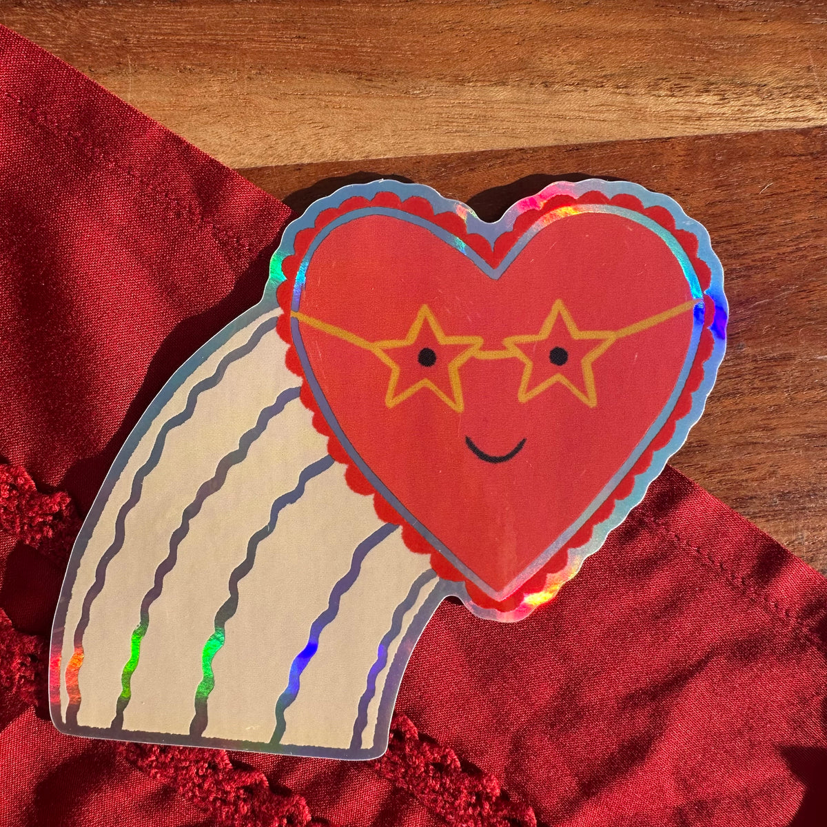 Love heart Vinyl Holographic Sticker
