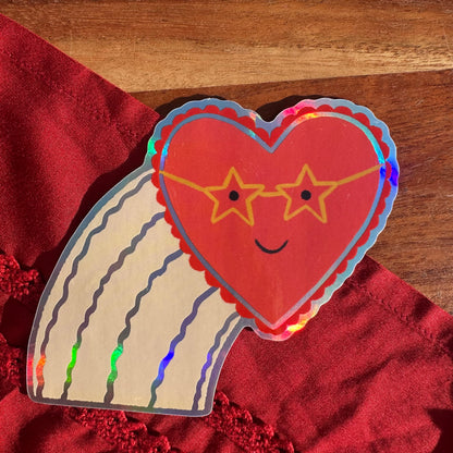 Love heart Vinyl Holographic Sticker