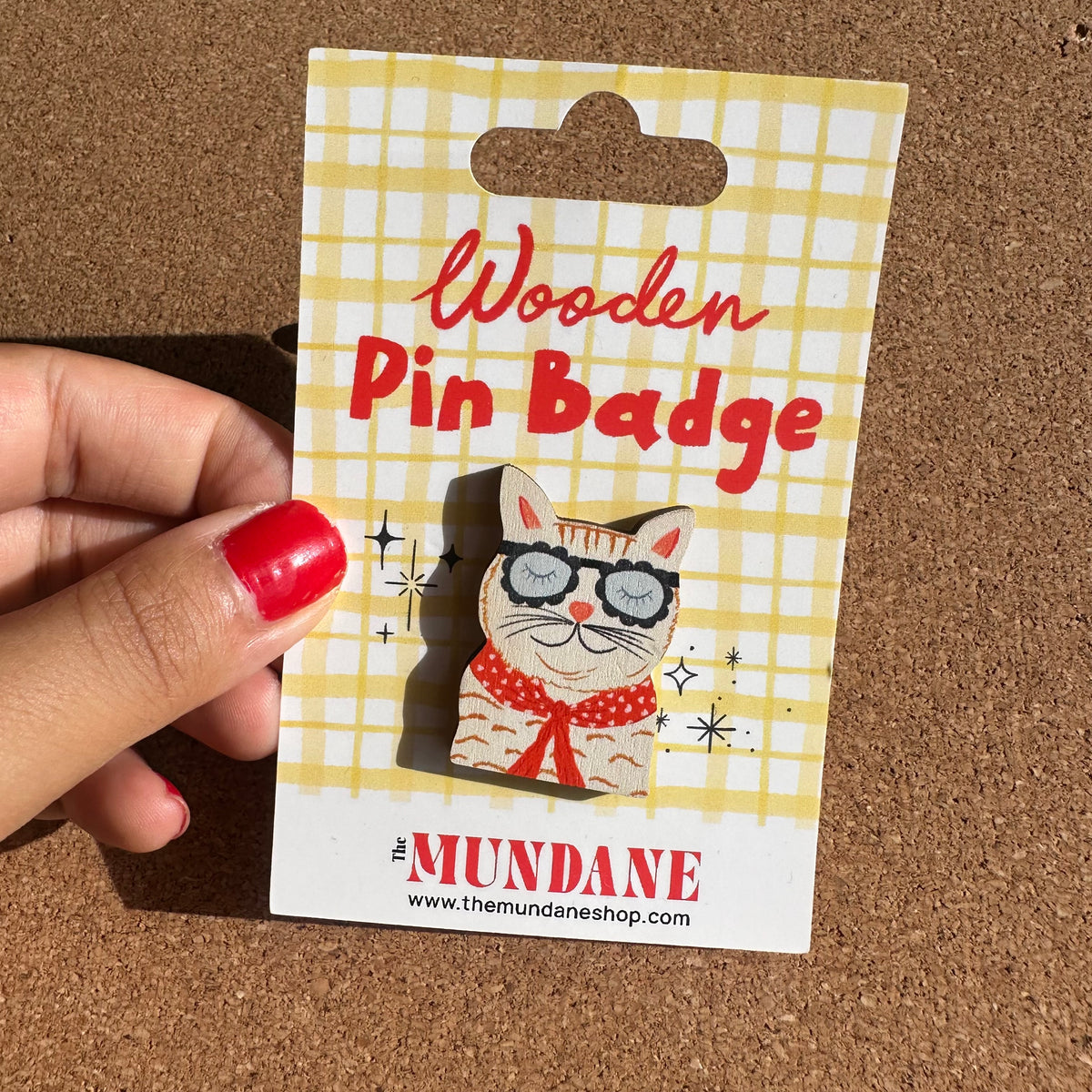 Cute Cat Wooden Pin