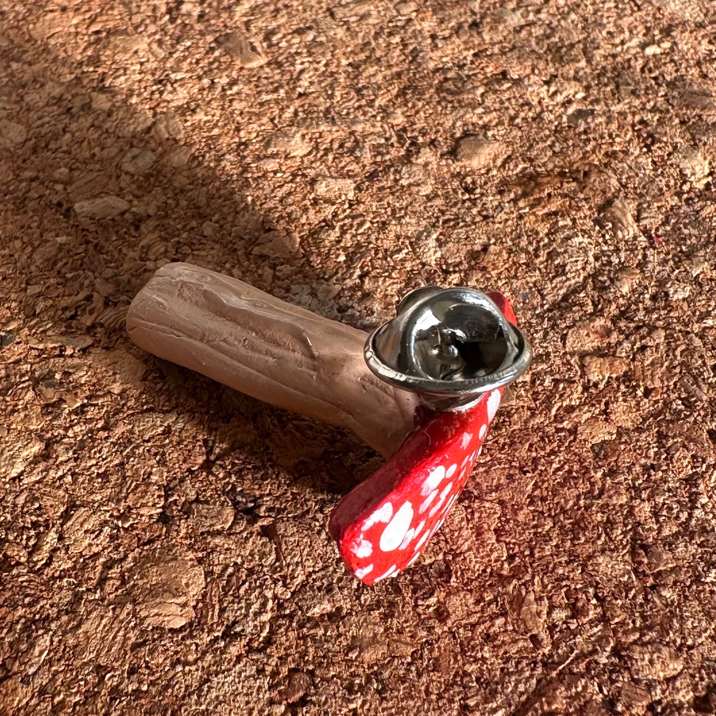 Mushroom hand made clay pin