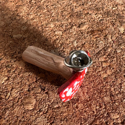 Mushroom hand made clay pin