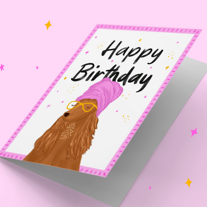 Bath Lover Pink Cocker Spaniel dog Birthday Card