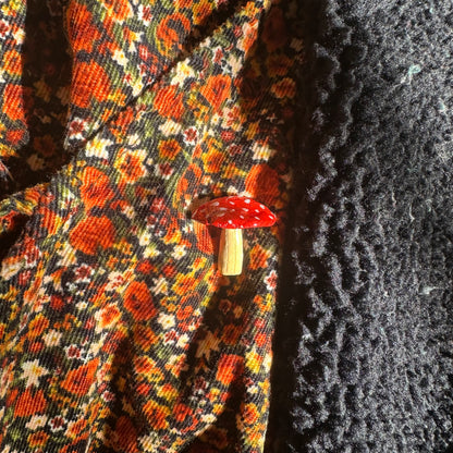 Mushroom hand made clay pin