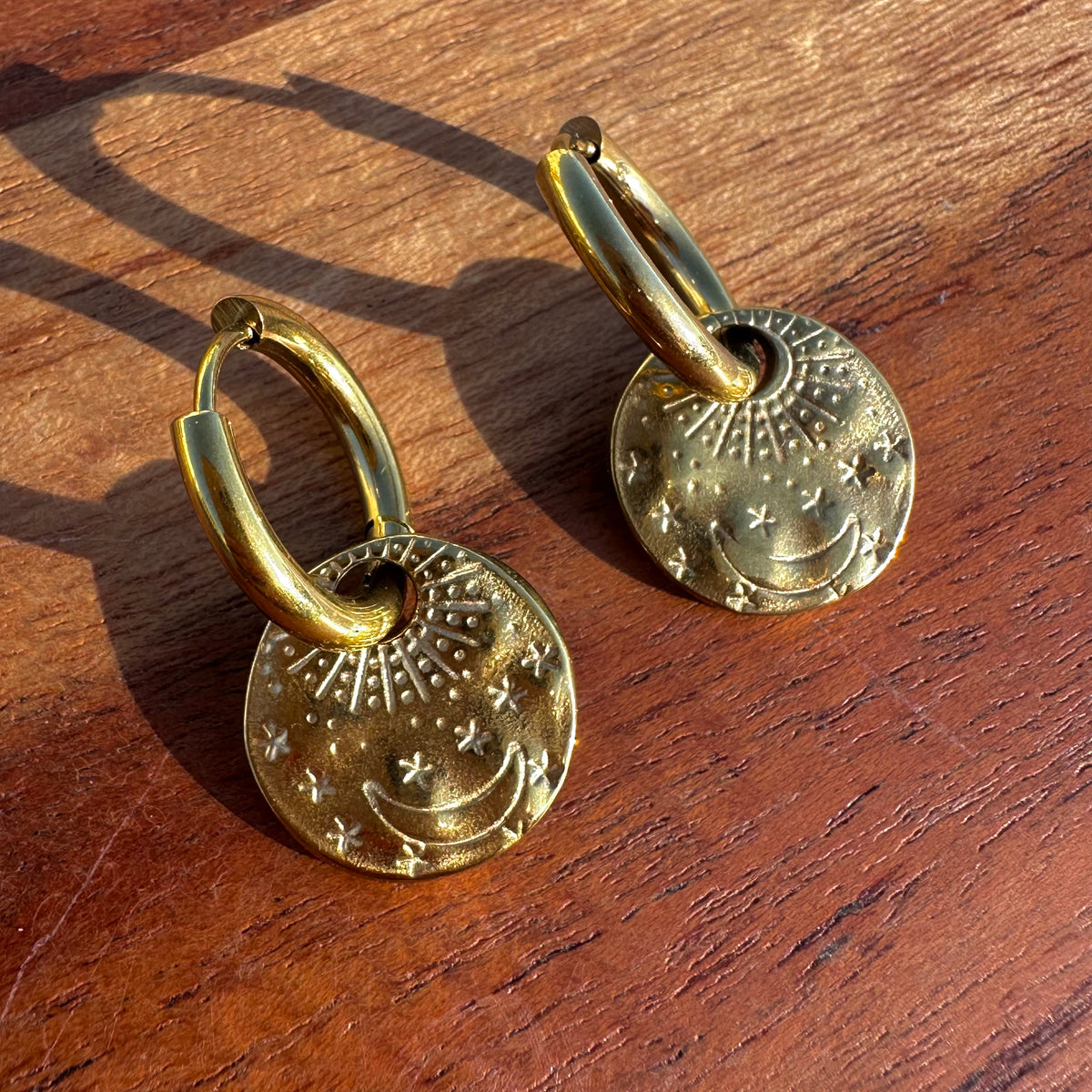 Moon & Stars Detachable Charm Hoop Earrings