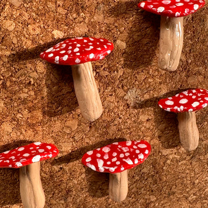 Mushroom hand made clay pin