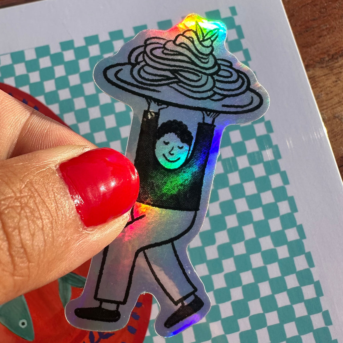 Pasta Lunges Vinyl Holographic Sticker