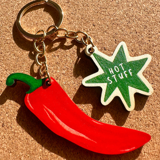 Big Chilli Hot Stuff Wooden Keyring